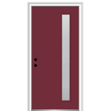 32 in.x80 in. 1 Lite Frosted Right-Hand Inswing Painted Fiberglass Smooth Door