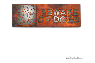 Beware of Bowser Sign 12" x 4" in Iron Rust