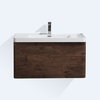 Happy Wall Mounted Vanity With Reinforced Acrylic Sink, Rosewood, 36"