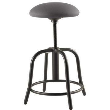 NPS 18"-25" Height Adjustable Stool, 3" Fabric Charcoal Seat, Black Frame