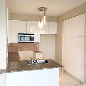 High-gloss custom kitchen cabinet refacing in Toronto