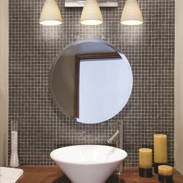 Limoges Aero Bath Bar, Cone, Brushed Nickel With Sawtooth Shade in Bathroom