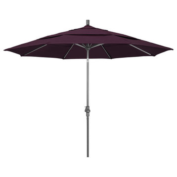 9' Grey Collar Tilt Crank Lift Aluminum Umbrella, Pacifica, Purple