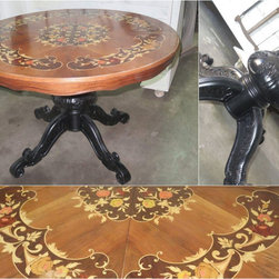 Mesa con pie en falso ebano y encimera de nogal y taracea - Living Room Furniture