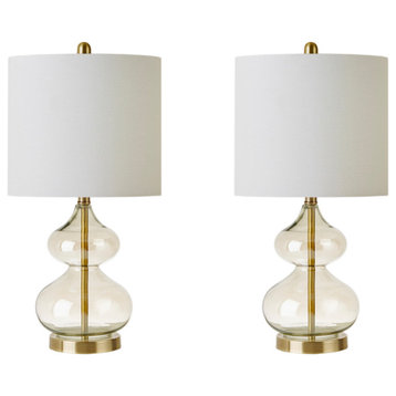 Ellipse Curved Glass Table Lamp Set of 2, Gold