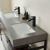 Funes Bath Vanity without Mirror, Matte Black Support, 60" Double Sink, Grey Stone Top