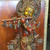 Hindu Idol Krishna Brass Statue Figurine Red Patina Sculpture 13 Inch