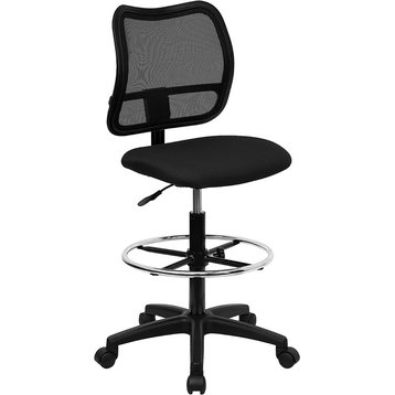 Contemporary Mid-Back Black Mesh Drafting Chair