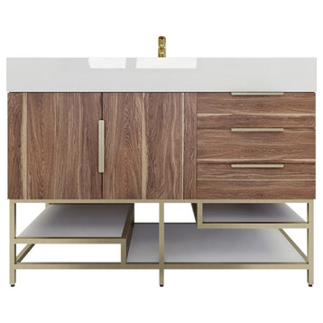 Madison 48" Free Standing Vanity with Reinforced Acrylic Sink, White Oak