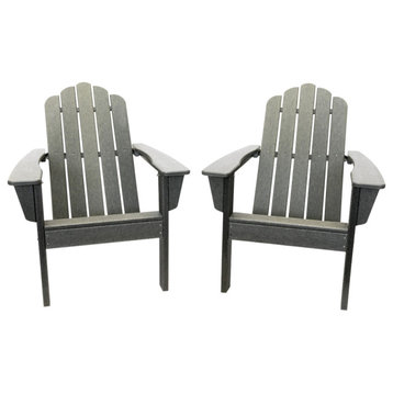 Marina Poly Outdoor Patio Adirondack Chair, Set of 2, Gray
