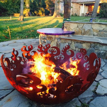 Great Bowl O' Fire 53 inch Sculptural Firebowl™ and torches Pasadena, MD