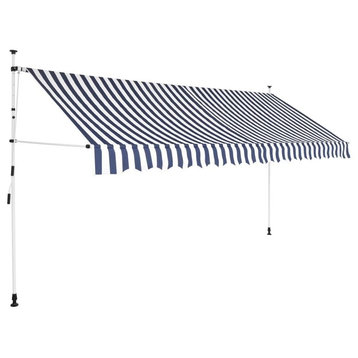 vidaXL Retractable Awning Folding Arm Awning 157.5" Blue and White Stripes