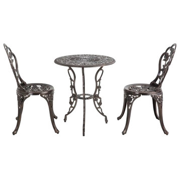 Outdoor Patio Furniture 3Pcs Bistro Set Table, Bronze