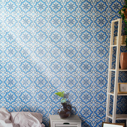 Moroccan Mosaic & Tile House - 8"x8" Argana Handmade Cement Tile, Dark/Light Blue, Set of 12 - Wall And Floor Tile
