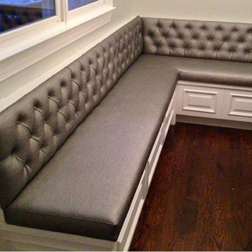 Upholstered Banquette with Tufted Back in Kitchen