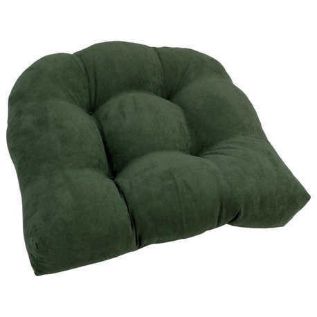 19" U-Shaped Micro Suede Tufted Dining Chair Cushion, Hunter Green