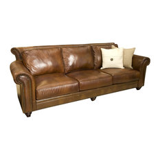 Sofas & Couches with Nailhead Trim | Houzz - Silver Coast Company - Leather Sofa With Nailhead Trim, Brown - Sofas