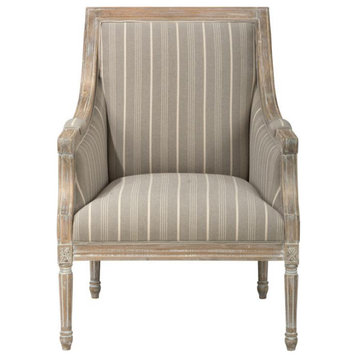 French Detailing Solid Wood Upholstered Accent Chair - KD