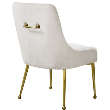 The Cue Dining Chair, Cream and Gold, Velvet (Set of 2)