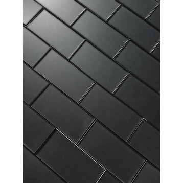 Forever 3 in x 6 in Glass Subway Tile in Matte Eternal Gray