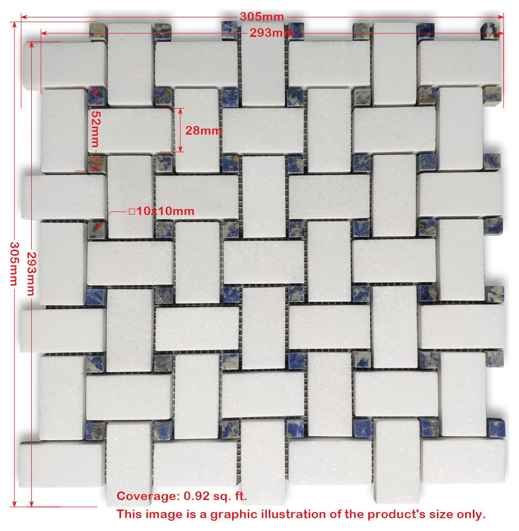 Carrara Venato Marble 1x2 Basketweave Mosaic Tile Gray Dots Polished, 1 sheet