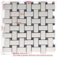 Carrara Venato Marble 1x2 Basketweave Mosaic Tile Gray Dots Polished, 1 sheet