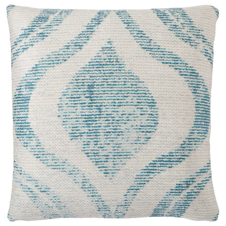 Nikki Chu by Jaipur Living Indoor/Outdoor Geometric Teal Pillow, 18"