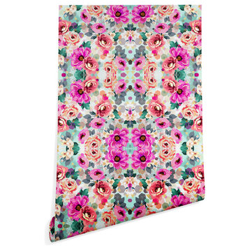 Deny Designs Marta Barragan Camarasa Abstract Flowers Wallpaper, Pink, 2'x4'