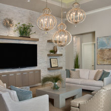 Long hanging globes dining room