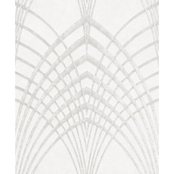 Structures Textured Wallpaper, Arches, 32277, White Gray, Sample