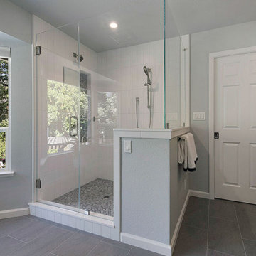 San Ramon Transitional Primary Bathroom Remodel Double Shower