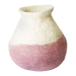Hamro Village - White Felt Flower Vase, Hamro Village - Vases