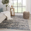 Vibe Halston Abstract Gray and Blue Area Rug, Gray and Blue, 3'x8'