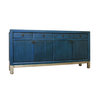 Anatole Blue and Silver 4 Door 4 Drawer Tall Sideboard