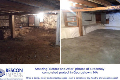 This is an example of a rustic basement in Boston.
