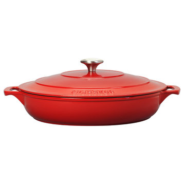 Chasseur 2.6-Quart Red Enameled Cast Iron Braiser With Lid