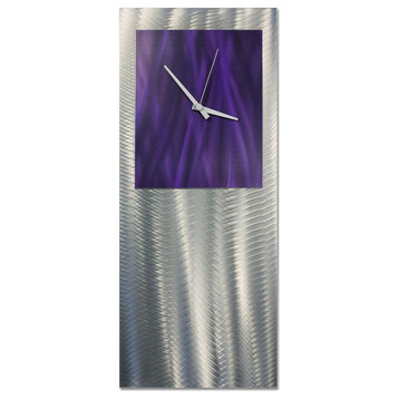 Purple Modern Clock 'Purple Studio Clock', Hand-Crafted Metal Wall Decor