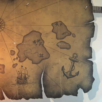 Treasure Island Pirate Mural Themed boys bedroom by MuralArt.com