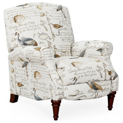 Traditional Recliner Chairs Bird Script Recliner in Beige and Gray