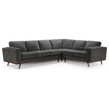 Sloane 3pc Fabric Sectional, Charcoal