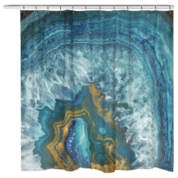Blue Gold Mineral Shower Curtain