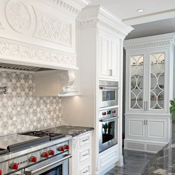 Modern hand carved white painted kitchen Wayne, NJ