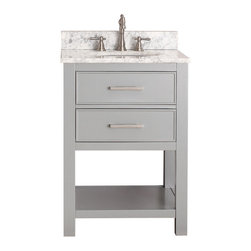 Avanity Corporation - Avanity Brooks 24" Vanity With Carrera White Marble Top, Chilled Gray Finish - Bathroom Vanities And Sink Consoles