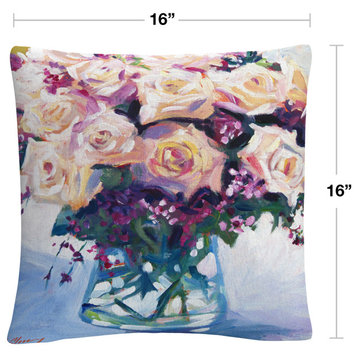 David Lloyd 'Roses, Glass' Decorative Throw Pillow