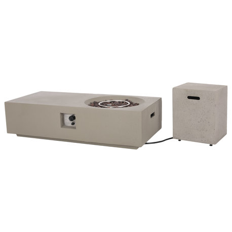 Fernhill Outdoor 50,000 BTU Lightweight Concrete Fire Pit Table With Tank Holder
