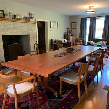 Bookmatched Cherry Dining Table with breadboard ends and inset cherry burl