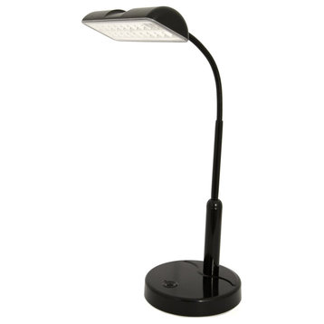 Light Accents Battery Powered Desk Lamp Super Bright LED's with Adjustable Metal, Black
