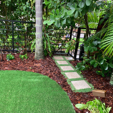 Landscape Corner with artificial grass pavers