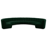 Meridian Furniture - Infinity Black Boucle Fabric Upholstered Arc Shaped Modular Sectional, Green, 9-Piece, Arc-Shaped - Mix and match this Infinity boucle fabric modular chair with other items in the Infinity collection to find the best possible seating solution for your gang. Rich green boucle fabric feels welcoming and soft to the skin, so you stay seated comfortably for the big game or while watching your favorite programs. Deep channel tufting adds to the longevity and durability of this modular chair while giving it texture.