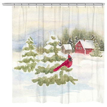 Cardinal Winter Day Shower Curtain